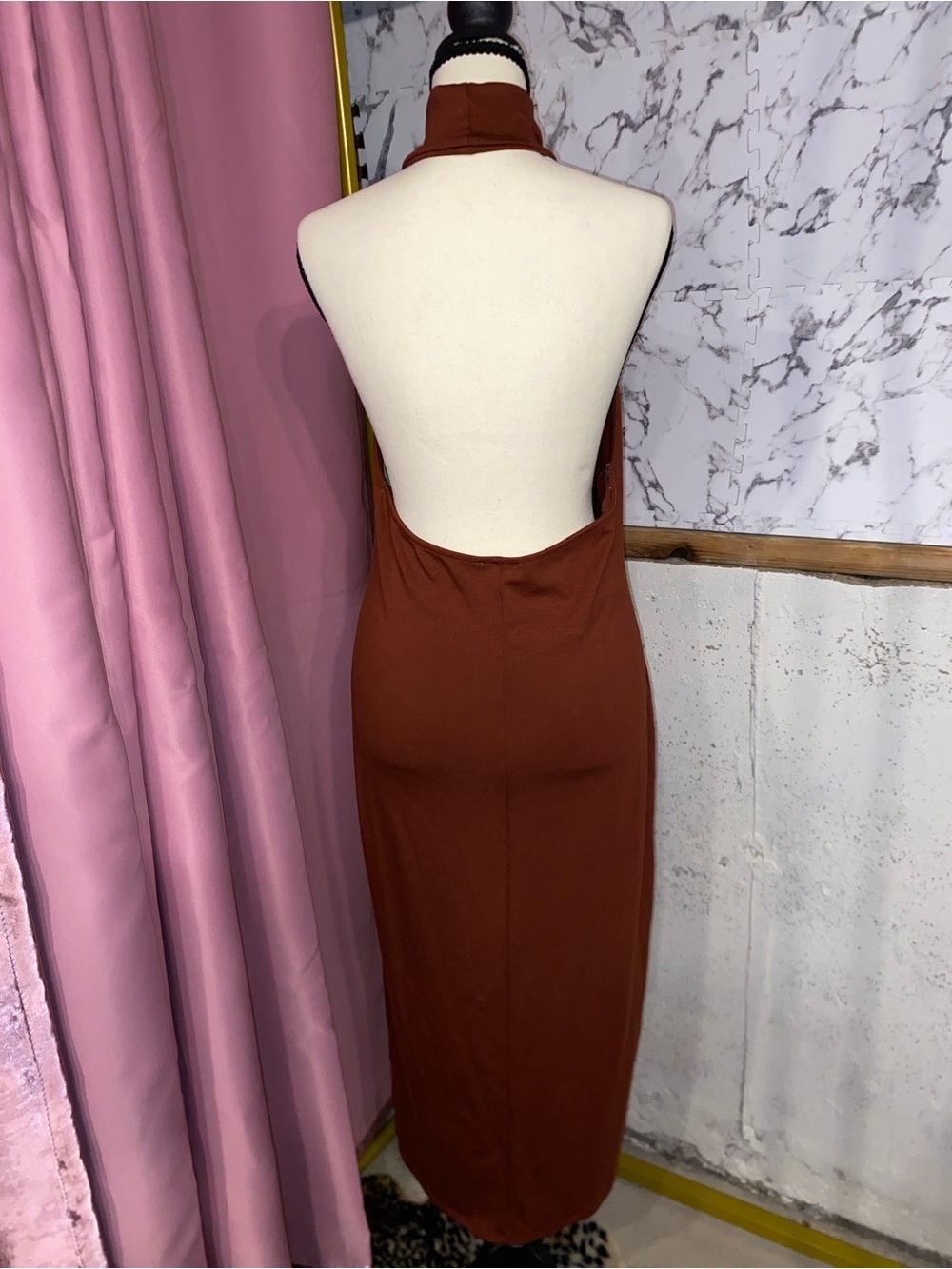 Vici Rust Midi Halter Fitted Dress - Picture 10 of 12